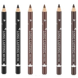 6 PCS Waterproof Eyebrow Pencil Set,Easy to Color Waterproof Eye Brow Pencil, Dark Brown Shades Included,Natural Look, 3 Colors(Black,Light Brown,Dark Brown) (6PCS)
