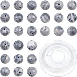 Bymitel 210pcs Natural Crystal Beads Stone Gemstone Round Energy Healing Loose Beads with Stretch Cord for Jewelry Making Bracelets Anklets (Map Jasper, 4mm 210pcs)