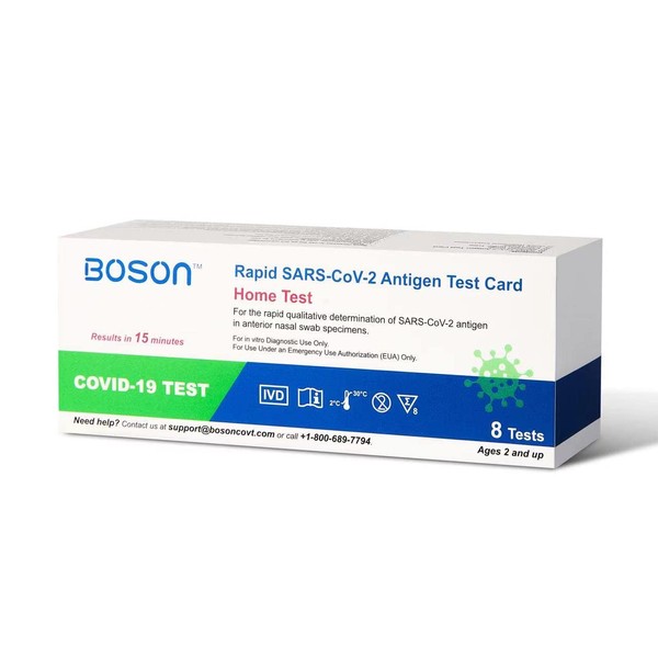 Rapid SARS-CoV-2 Antigen Test Card, 1 Pack, 8 Tests Total, FDA EUA Authorized OTC at-Home Self Test, Results in 15 Minutes, Convenient and Comfortable to use