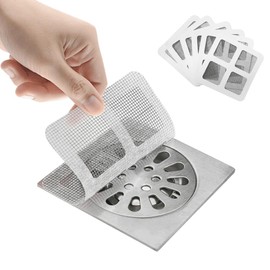 ZYMJBB 30pcs Disposable Shower Drain Hair Catcher Stickers 4x4 Inch Waterproof Drain Covers for Bathroom, Bathtub, Kitchen Sink, Floor Drain, Strong Adhesive Mesh Filters for Human and Pet Hair, White