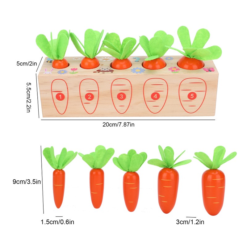 Wooden Pull Carrot Game Number Fine Motor Skill Toy Matching