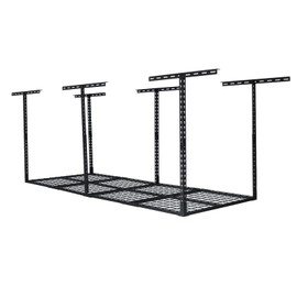 3x8Ft Heavy Duty Overhead Garage Storage Rack, Adjustable Ceiling Storage Racks with 600Lbs Weight Capacity, Metal Garage Storage Organization Systerm, Black