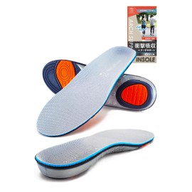 Rela Kino Insole, For All Day Comfort, Checked by Physical Therapists, Shock Absorption, Arch Support, Unisex, 9.4–9.8 in (24–25 cm), Gray