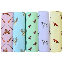 Five Pack Country Animals in Pastel Colours Cotton Hankies
