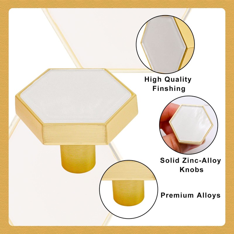 SWZHAI 12 Pcs Gold Knobs for Dresser Drawers, Brushed Brass