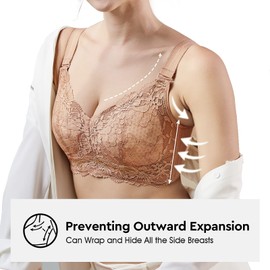 AILIVIN Bras for Women Wire-Free lace Full Coverage Back Smoothing Minimizer Wireless lace Lift up Back Support Full Figure no Wire Cotton Full Plus Size Bra Cinnamon Butter 38DD 38 DD