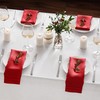 Linen Napkins Set of 4-100% Pure Linen Red Embroidered Dinner