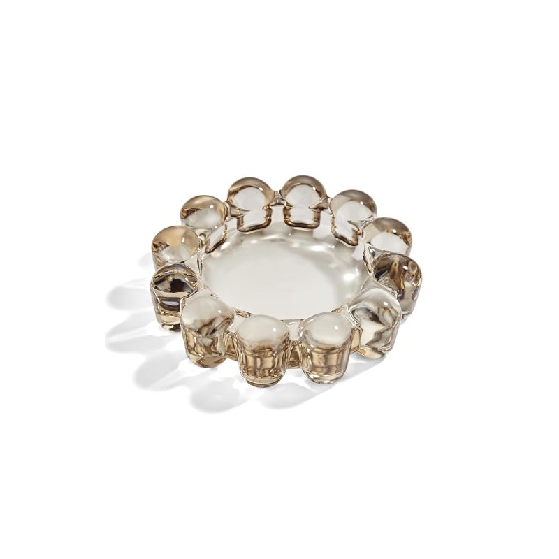 CABDM Chic Smoky Glass Candle Dish, 1 Pack Modern Bubble