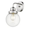 Homeroots One Light Silver Wall Sconce with Round Glass Shade