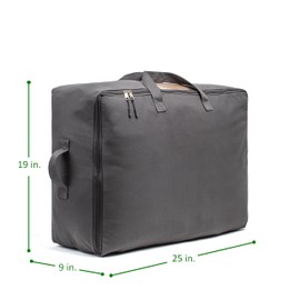 Soft Canvas Storage Bags with Zipper. Thick Breathable, 2pc King/Queen Comforter Organizer. Four Carrying Handles and Window. Large 25x19x9in Bag for Sheets Blankets Bedding Pillows, Clothes (Grey)