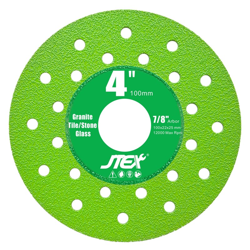 JTEX 4 Inch Diamond Angle Grinder Cutting Disc, 7/8" Arbor,