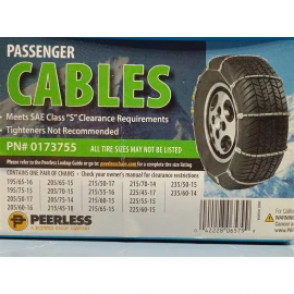 Peerless Traction Cable Tire Snow Chains, # 0173755 NEW