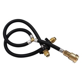 MOFLAME Dual POL Propane Tank Y-Splitter Converter Hose Adapter, 2 Way POL Inlet and POL/QCC1 Regulator Exit Connect to 5-100 lbs Tank for Camping Grill Stove,Heaters,Turkey Fryer