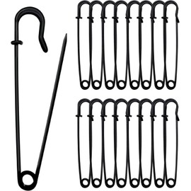 10pcs Safety Pins Extra Large 100mm Stainless Steel Locking Safety Pins Office Safety Pins Locking Needles Heavy Duty Clothing Blankets Hats Name Tags Accessories Parts (Black)