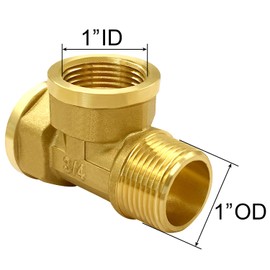 Joywayus 2PCS Brass Pipe Fitting Barstock Tee 3 Way NPT 3/4" Female x 3/4" Female x 3/4" Male Hose Fitting