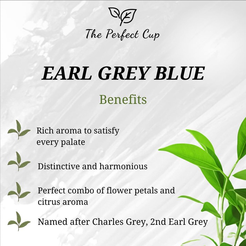 Earl Grey Blue Flower Loose Leaf Tea, Bergamot Oil, Resealable
