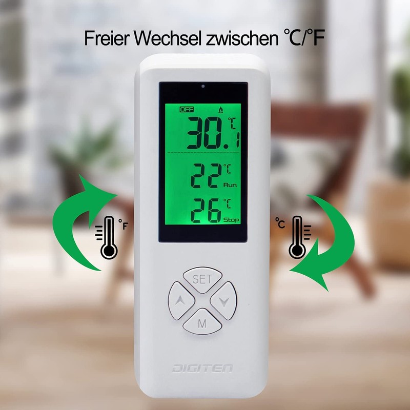WTC100 Wireless Temperature Controlled Socket, Digital Plug Thermostat Outlet with