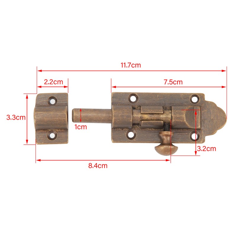 Barrel Bolt Buckle Rust Proof High Hardness Brass Antique Sliding