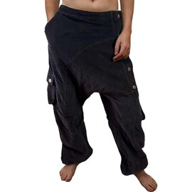 Unisex Cord Haremshose - 100% Baumwolle, Pumphose f√ºr M√§nner & Frauen Pluderhose Aladinhose Goa-Hose (Cord Schwarz, S/M)