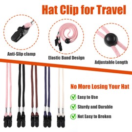 Nogeqi 5 PCS Hat Clips for Wind Adjustable Hat Strap Windproof Hat Elastic Anti-Lost Hat Straps for Wind Removable Chin Strap for Hat Hat Chin Strap for Boating Golfing Fishing Hat Outdoor(5 Colors)