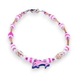 BlueRica Handcrafted Dolphin Charm Anklet (Pink TNassa)