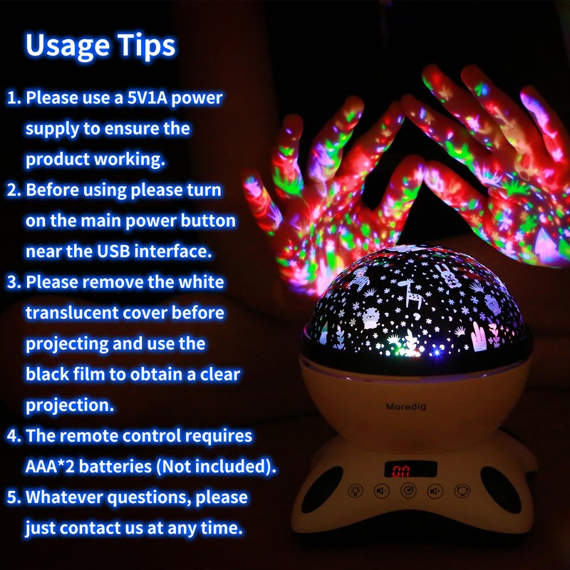 Moredig Kids Night Light Projector, Remote Baby Night Lights for