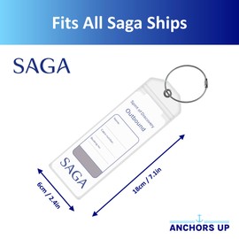 Saga Cruise Luggage Tag Holders [4 Pack] – Waterproof, Durable Plastic with Steel Loops – Fits All Saga Ships for Cruising in 2025, 2026 and 2027 – Cruise Essentials by Anchors Up