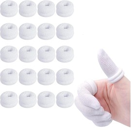 Tubular White Cotton Fingers, 20Pcs Tubular Finger Bandage Finger Cot,Thumb Bandage Finger Bandage Tubular White Cotton Finger Cot,Tubular Bandage Finger Roll Cotton Finger Cot,White Cotton Finger Cot