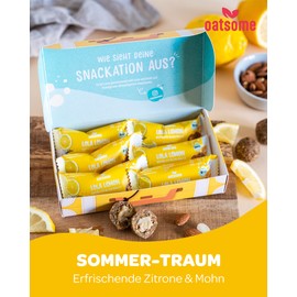 OATSOME® Lola Lemon Bliss Balls Lemon Poppy Energy Balls Filled with Lemon Almond Sauce Vegan & Gluten Free No Added Sugar Organic & 100% Natural Powerful Snack Date 240 g