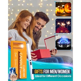 Electric Lighter for Candle USB Rechargeable - 2 Pack Stocking Stuffers for Women Men Mom Birthday Gifts, Upgraded Safety Lock Plasma Arc Lighter with LED Display Flameless Lighter for Grill Cooking