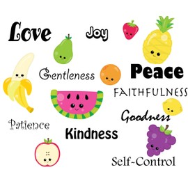 Kids Wall Decals for Church Classroom Decoration Nursery Wall Art Decor Stickers Christian Bible Verse Kids Ministry Room Vinyl Peel n Stick (Fruit of Spirit)
