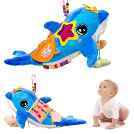 Montessori Sensory Busy Board for Babies, Traveling Toy for Kids at 3+, Soft Stuffed Animal Gift for Boys Girls, Travel Toys Baby, Educational Toys with Activities for Learning Fine Motor Skills