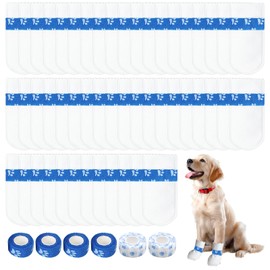 50Pcs Disposable Dog Shoes, Disposable Pet Socks with 6 Volumes Dog Paw Bandage, Lightweight Breathable, Easy to Put on And Take Off for Indoor And Outdoor Walking, for Pets 15-35 Pounds (M)