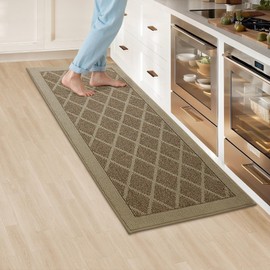 COSY HOMEER Kitchen Rug Non Slip Washable, 24"x60" Absorbent Kitchen Mats for Floor, Runner Rugs for Kitchen Floor, 100% Polypropylene Kitchen Sink Rug (Beige)