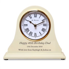 De Walden Boy’s 40th Birthday Gift Engraved Wooden Mantel Clock Beige 15cm x 18cm 40 Years Gifts for Men