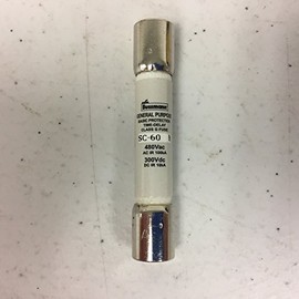 BUSSMANN SC-60 (BP/SC-60, SC60, SC-60BC) 60 Amp (60A) Time-Delay Class G Melamine Tube, 480VAC/300VDC Listed