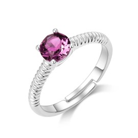 Philip Jones Purple Adjustable Crystal Ring Created with Zircondia® Crystals