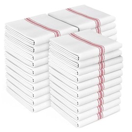 Zeppoli Classic Dish Towels - 30 Pack - 14" by 25" - 100% Cotton Kitchen Towels - Reusable Bulk Cleaning Cloths - Red Hand Towels - Super Absorbent - Machine Washable