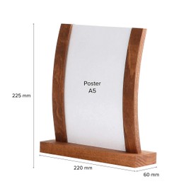 Display Sales Wooden Table Stand (Pack of 2) Arcade DIN A5 Portrait Place Card Holder Made of Dark Beech Wood