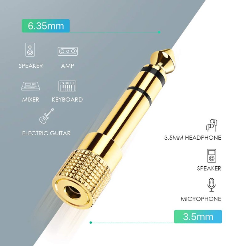 イヤホンジャック 変換 プラグ ステレオミニプラグ 6.35mm 3.5mm 変換 アダプタ メスオス ヘッドホン