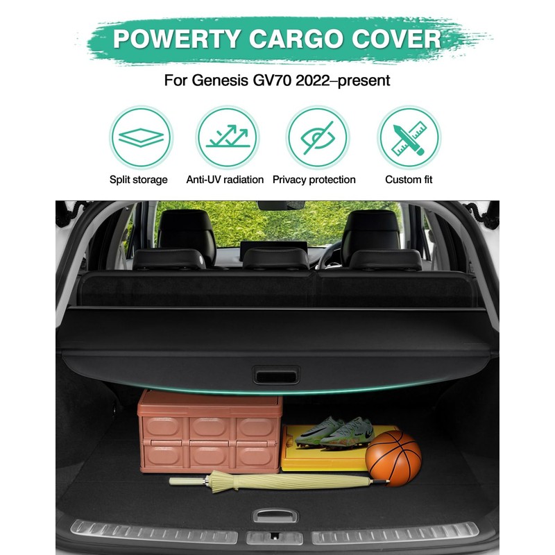 Powerty Cargo Cover for 2022-2024 2025 Genesis GV70 Accessories Trunk