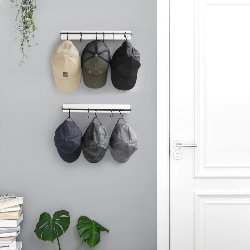 Mkono Hat Rack for Wall Wooden Baseball Caps Organizer with