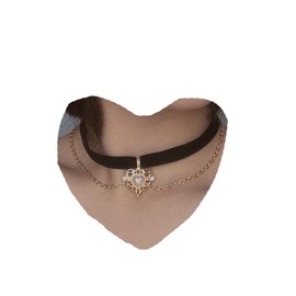 Yheakne Gothic Black Velvet Choker Necklace Layered Heart Pearl Necklace Boho Satin Choker Necklace Gold Heart Necklace Jewelry for Women and Girls Gifts