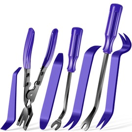 Keze 7 Pcs Auto Plastic Trim Removal Pry Tool & Clip Plier Remover Kit for Removal Car Body Upholstery Door Panel Dashboard Automotive Push Rivets Fasteners-Blue