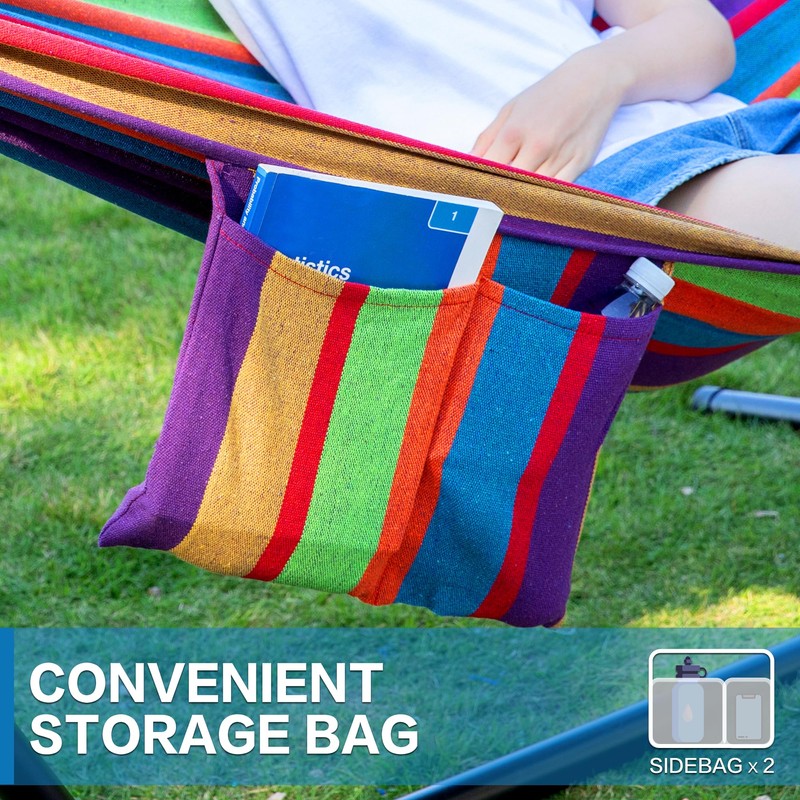 PNAEUT Double Hammocks with Stand for Outside, Portable Space Saving