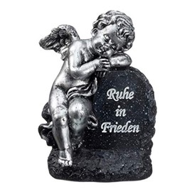 Cepewa Gravestone Angel with Saying Polyresin Memorial Stone Grave Decoration Black