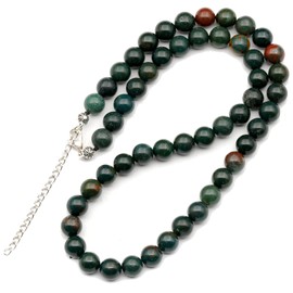 Natural Bloodstone Beaded Choker, Genuine Green Crystal Necklace, Fancy Gemstone Choker, 8mm Beads, Unique Fashion Jewelry, Healing Crystal Chakra Necklace, Durable Stone Necklace, Aries Necklace