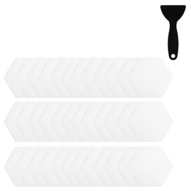 lasuroa 36pcs Anti Slip Bathtub Stickers with Scraper, Hexagon Anti-Slip Stickers for Shower Floor Bath Tub Adhesive Safety Grip Decals for Shower Floor Bathtubs Stairs (White)