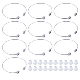 HOBBIESAY 10 Sets Bendable Bezel Bracelet Stainless Steel Gemstone Bracelets Cabochon Setting Tray Bracelets Round Blank Base Bracelet for DIY Jewelry Making