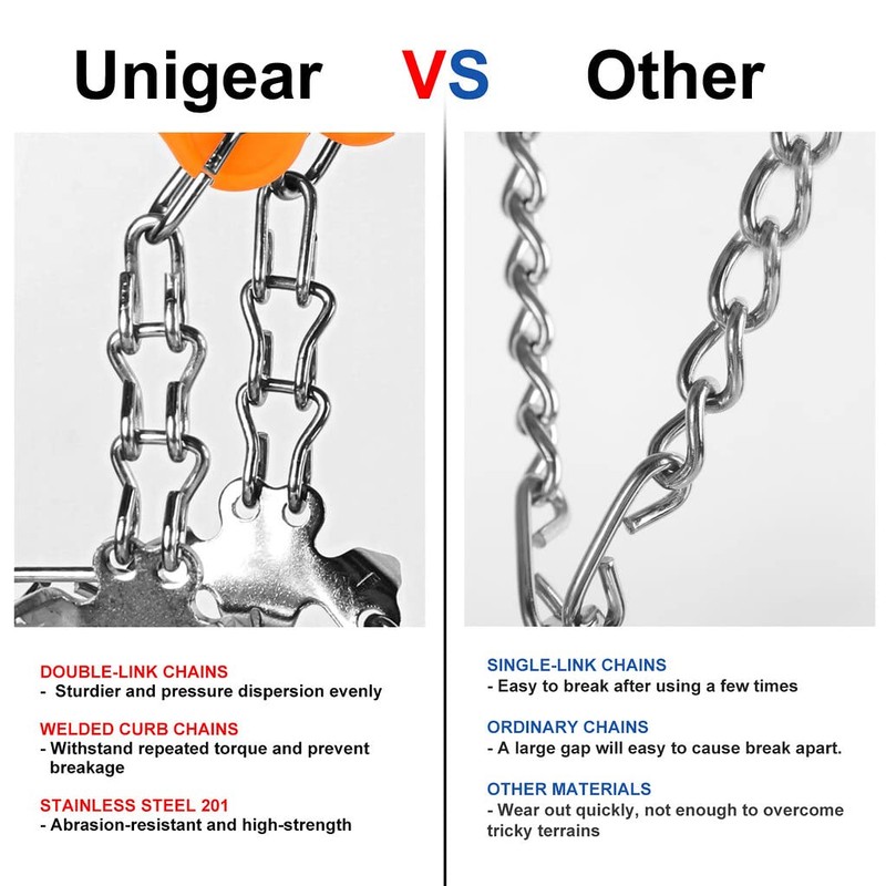 Unigear Mountain Shoe Crampons, Ice Spikes, Snow Chains, Stainless Steel